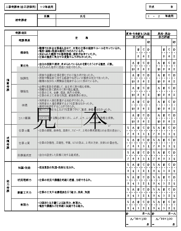 人事評価表サンプル